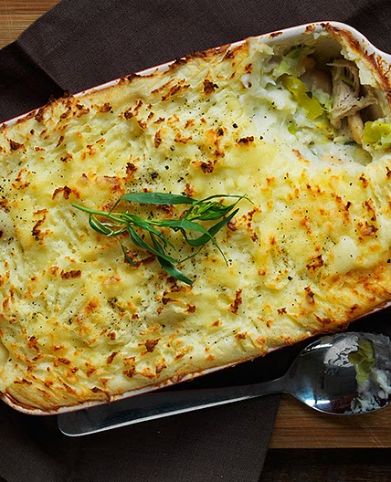 Chicken butter bean and leek pie