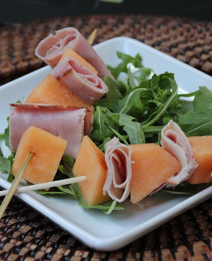 Melon and prosciutto skewers