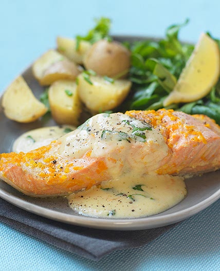 Trout with citrus and basil sauce