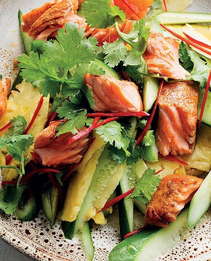 Valli Little's Cajun ocean trout with pineapple salad