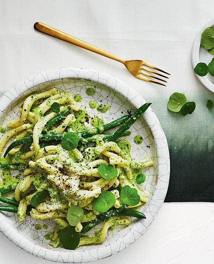 Matt Preston's trofie with nasturtium and macadamia pesto
