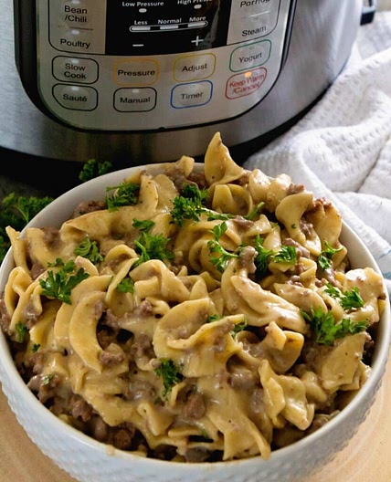 Instant Pot {Pressure Cooker} Hamburger Stroganoff Recipe