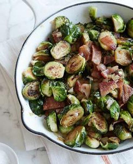 Pan Roasted Brussels Sprouts with Bacon