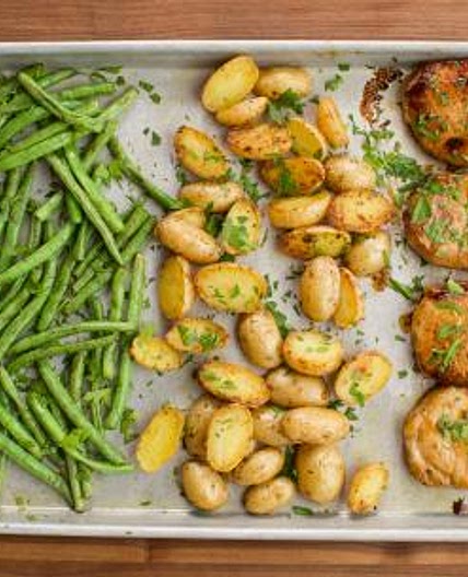 Ranch Pork Chop Sheet Pan Supper