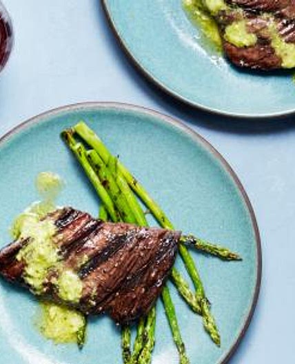 15-Minute Grilled Skirt Steak with Pesto Butter