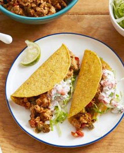 Ground Chicken Tacos with Creamy Salsa
