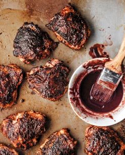 Grilled Chicken Thighs with Blackberry BBQ Sauce