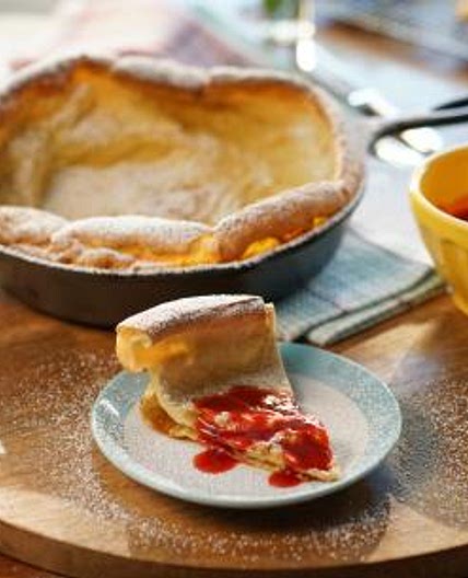 Dutch Baby Pancake with Raspberry-Orange Coulis