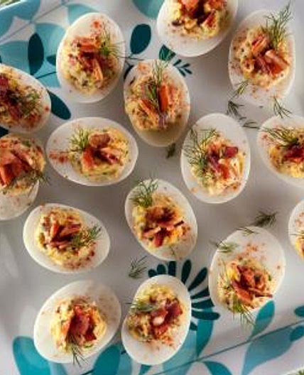 Deviled Eggs with Candied Bacon