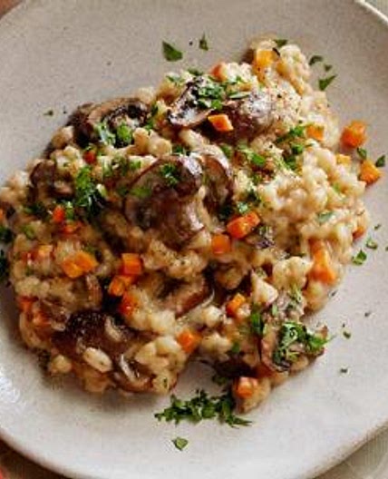 Slow Cooker Mushroom Barley Risotto