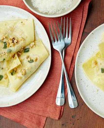 Roasted Butternut Squash Ravioli with Sage, Hazelnut and Brown Butter Sauce