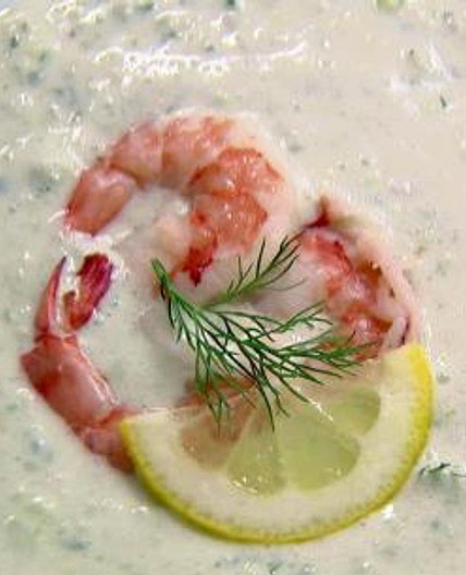 Chilled Cucumber Soup with Shrimp