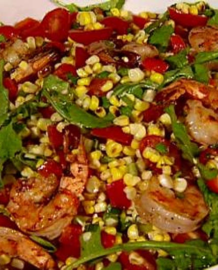 Grilled Corn Salad with Marinated Shrimp