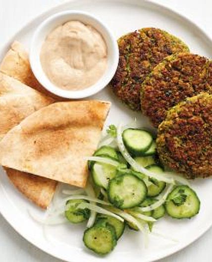 Baked Falafel with Cucumbers and Tahini
