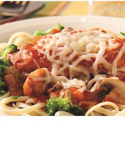 Chicken Parmesan with Linguine and Broccoli