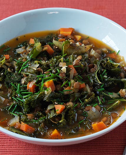 Kale and green lentil soup