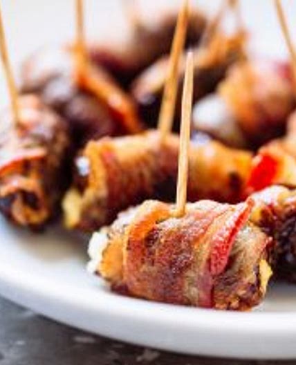 Bacon Wrapped Dates with Goat Cheese