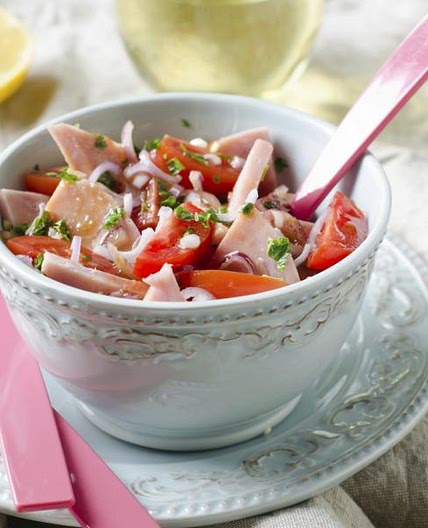 Salade de tomates cerise au jambon