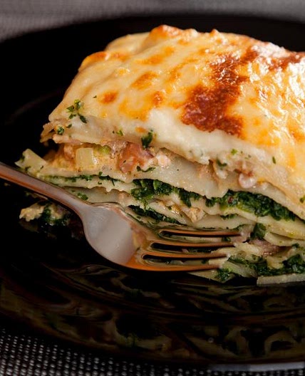 Lasagne au saumon et aux épinards