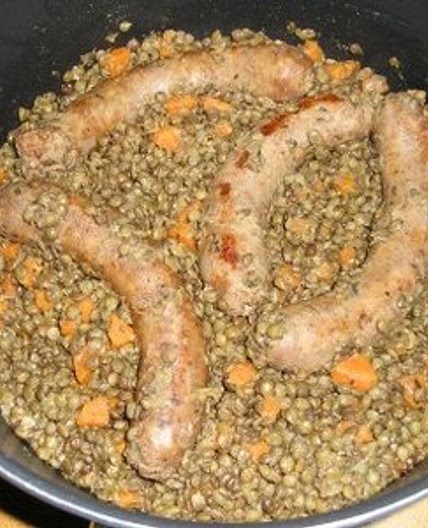 Lentilles aux saucisse de porc