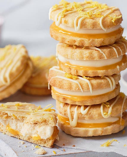 Lemon and elderflower shortbread sandwiches