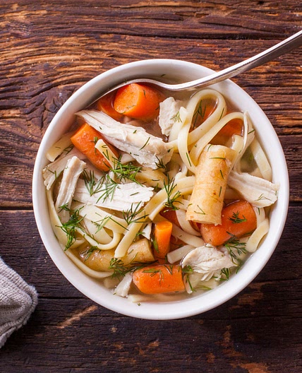 Chicken Noodle Soup With Carrots, Parsnips and Dill