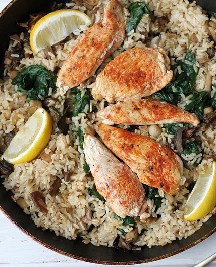 Chicken Tenders With Lemon-Spinach Rice
