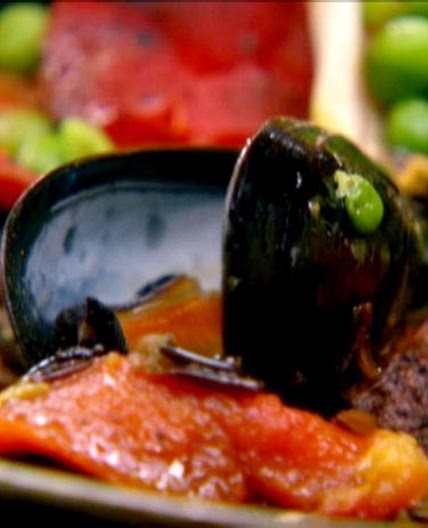 Paella With Wild Rice, Seafood and Cornish Hen