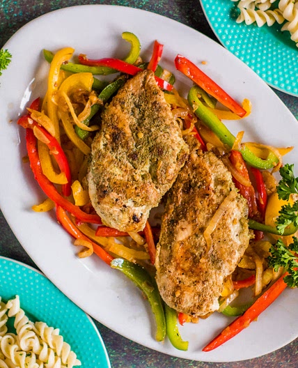 Balsamic Chicken Breasts With Peppers and Onions