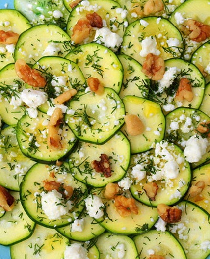 Zucchini with Feta, Walnuts & Dill