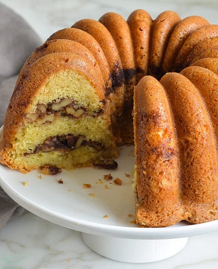 Sour Cream Coffee Cake with Cinnamon-Walnut Swirl