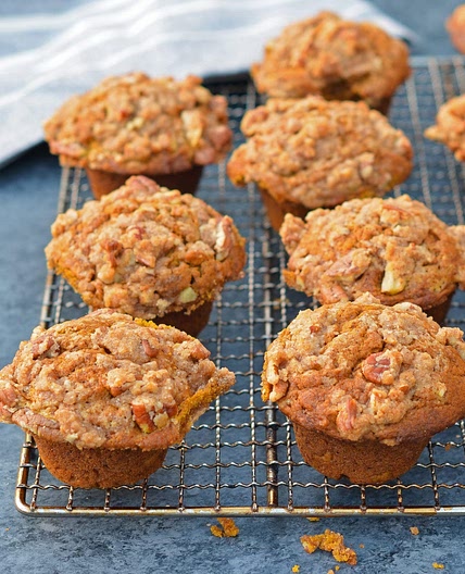 Pumpkin Muffins with Pecan Streusel