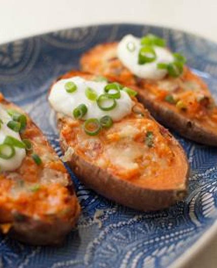 Twice Baked Maple Bacon Sweet Potatoes