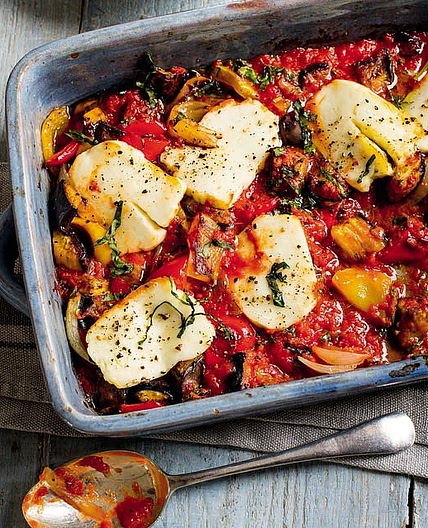 Ratatouille and halloumi bake 