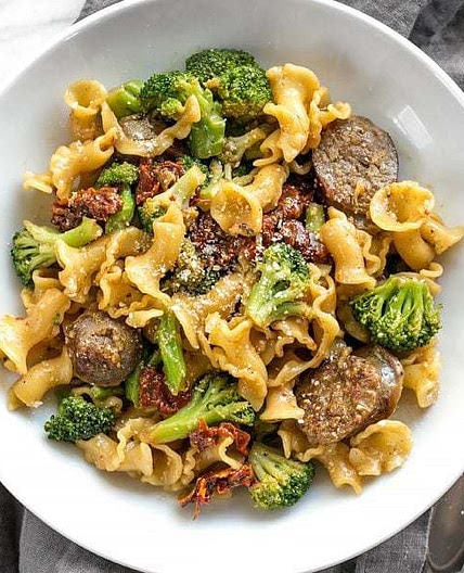 One Pot Sausage and Sun Dried Tomato Pasta
