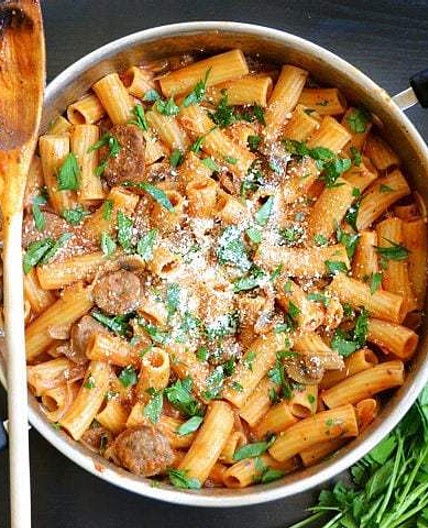 One Pot Sausage & Mushroom Pasta