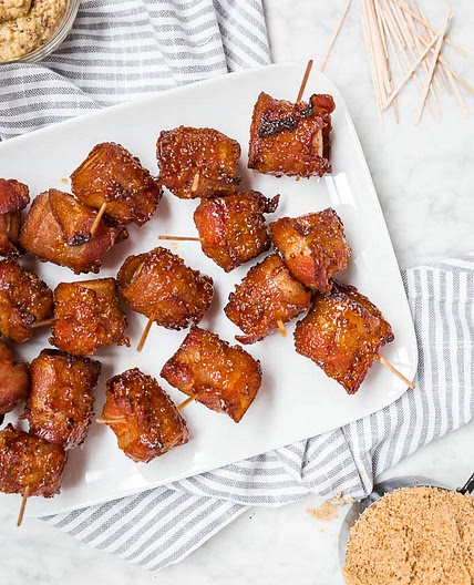 Bacon-Wrapped Chicken Sausage Bites