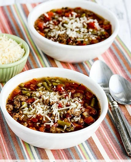 Instant Pot Low-Carb Soup with Ground Beef, Green Beans, and Tomatoes (Video)