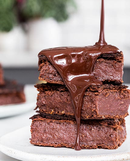 Sweet Potato Brownies with Chocolate Sauce