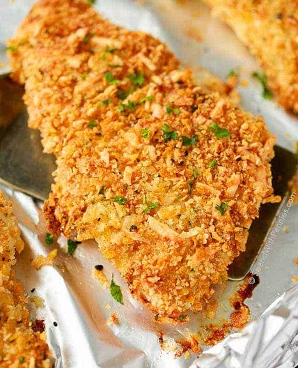 Crispy Parmesan Crusted Chicken (Baked)