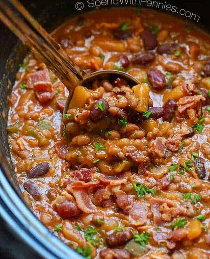 Pineapple Crock Pot Baked Beans