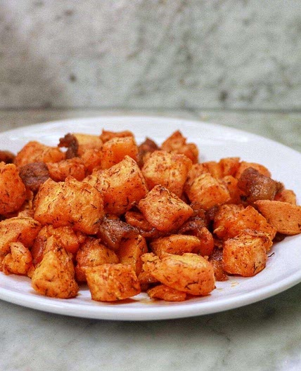 Air fryer sweet potato and bacon hash