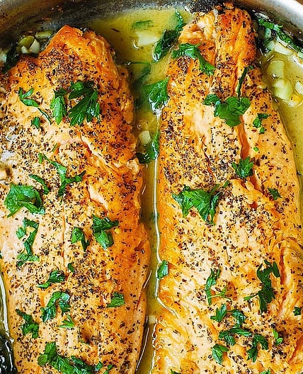 Trout with Garlic Lemon Butter Herb Sauce