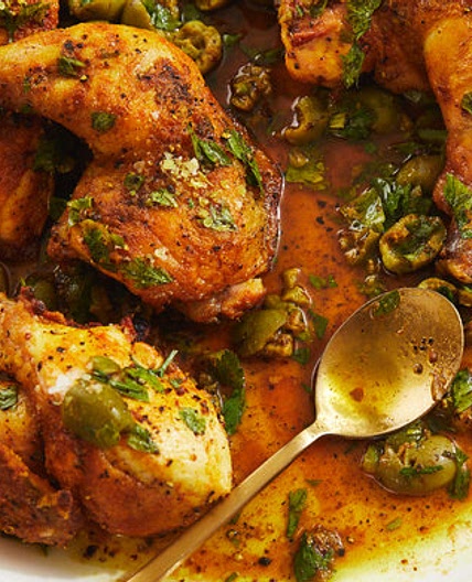 Vinegar Chicken With Crushed Olive Dressing