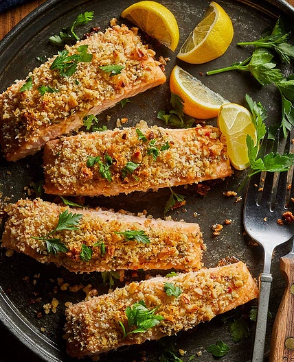 Walnut-Rosemary Crusted Salmon