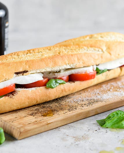 Italian Caprese Sandwich With Tomato, Mozzarella, and Fresh Basil