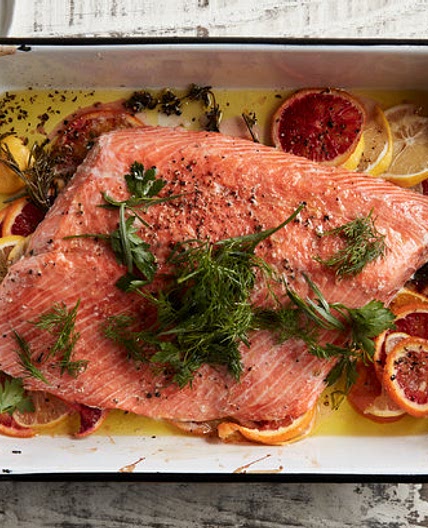 Slow-Roasted Citrus Salmon With Herb Salad