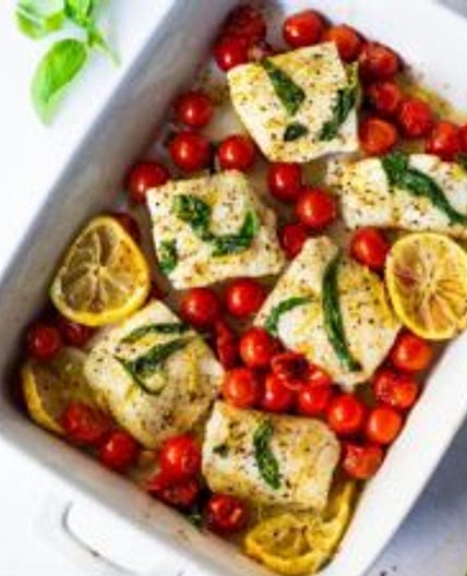 Simple Baked Cod with Tomatoes