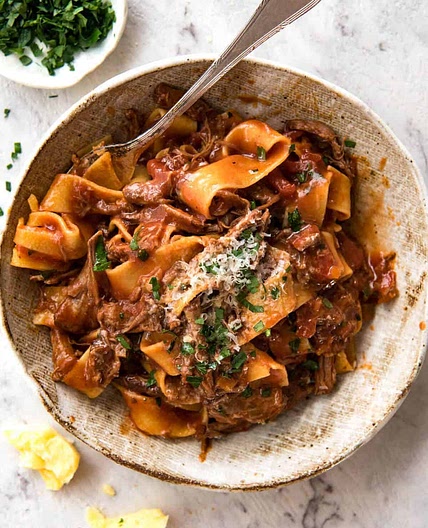 Slow Cooked Shredded Beef Ragu Pasta