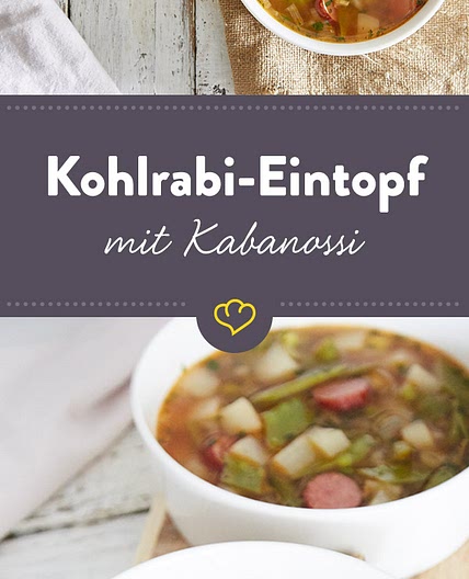 Herzhafter Kohlrabi-Eintopf mit Kabanossi und Erbsen
